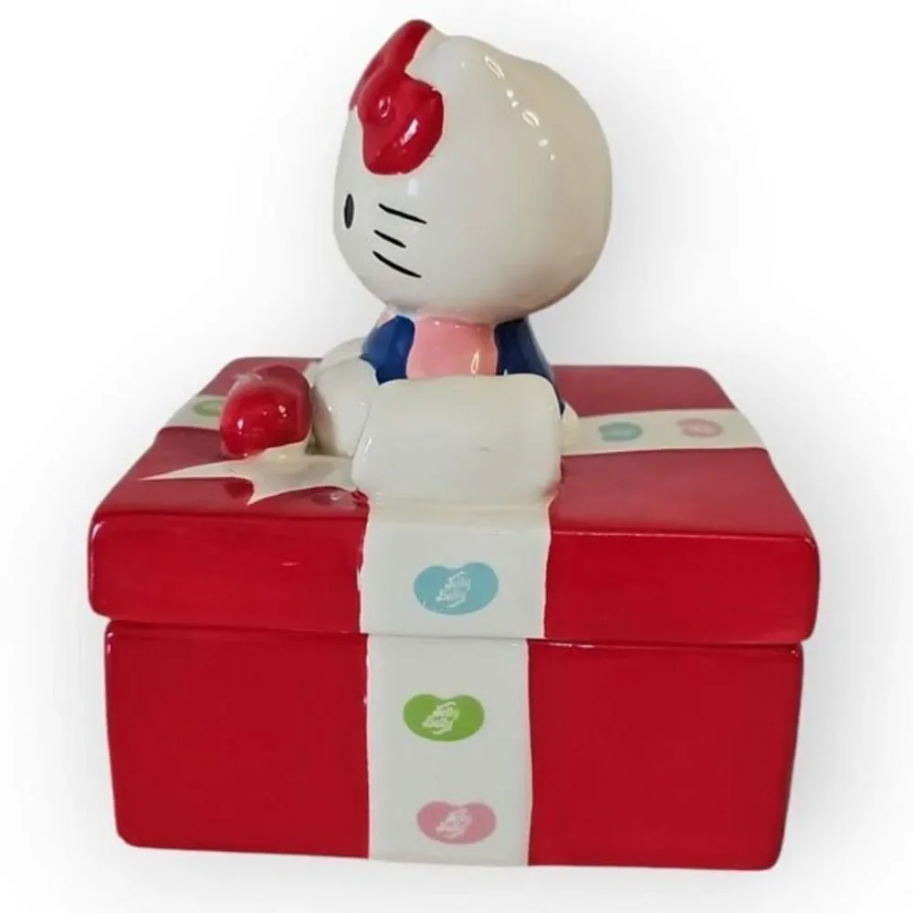 Hello Kitty Jelly Belly Candy Christmas Square Box Jar 5 1/2